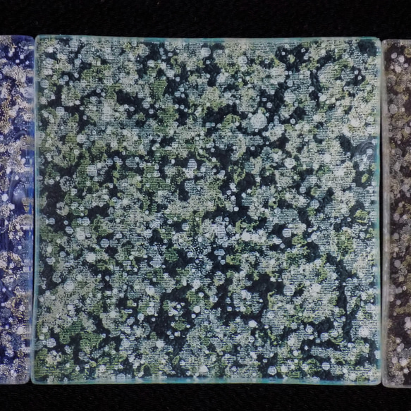 オーダー　金彩工芸　金彩ガラストレイ（豆皿）　角形　「バブルシリーズ」　ブラック・ブルー・水色・シルバー・ピンク 8枚目の画像