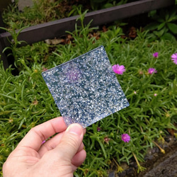 オーダー　金彩工芸　金彩ガラストレイ（豆皿）　角形　「バブルシリーズ」　ブラック・ブルー・水色・シルバー・ピンク 5枚目の画像