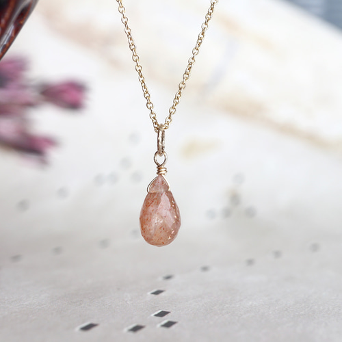 14kgf サンストーン チャーム ネックレス ペンダント トップ