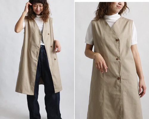 アンクレイヴ ロングジレ ベスト ワンピース アンクレイヴ UNCRAVE 22SS WHITE ナチュラルリネンロングジレ