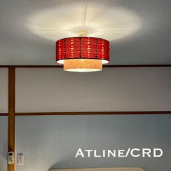 天井照明 Atline/CRD シーリングライト ミッドセンチェリー柄生地 天然木突板 ランプシェード E26ソケット 2枚目の画像