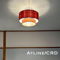天井照明 Atline/CRD シーリングライト ミッドセンチェリー柄生地 天然木突板 ランプシェード E26ソケット 3枚目の画像
