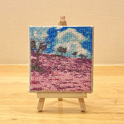 刺繍アート　ファブリックミニパネル　芝桜公園 1枚目の画像