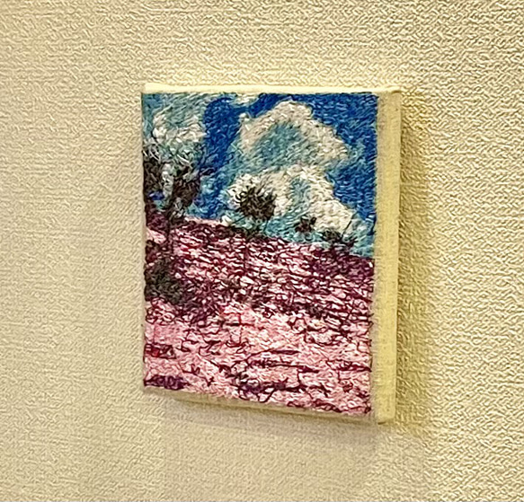 刺繍アート　ファブリックミニパネル　芝桜公園 3枚目の画像