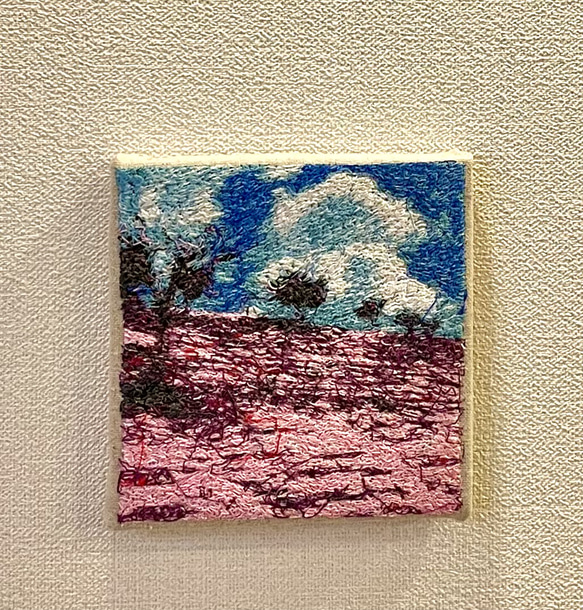 刺繍アート　ファブリックミニパネル　芝桜公園 2枚目の画像