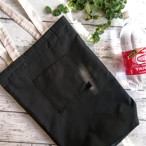 【ナナ様】縦長 がま口トート　安芸帆布　ブラック　ハンドメイド 縦長トートバッグ リバーシブル 黒✕生成り 肩掛け 綿 帆布