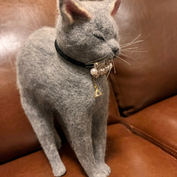 羊毛フェルト製猫の置物 2枚目の画像