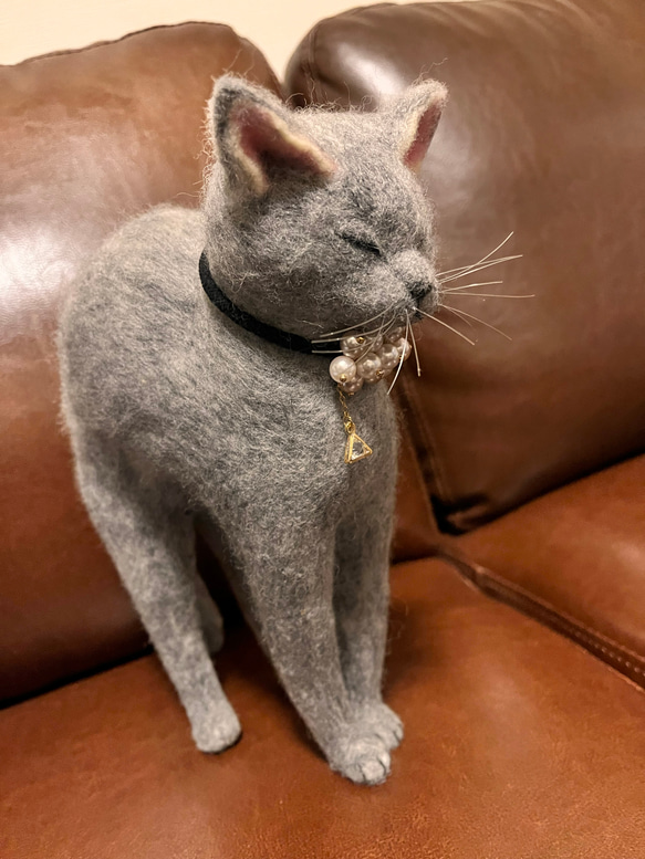 羊毛フェルト製猫の置物 2枚目の画像