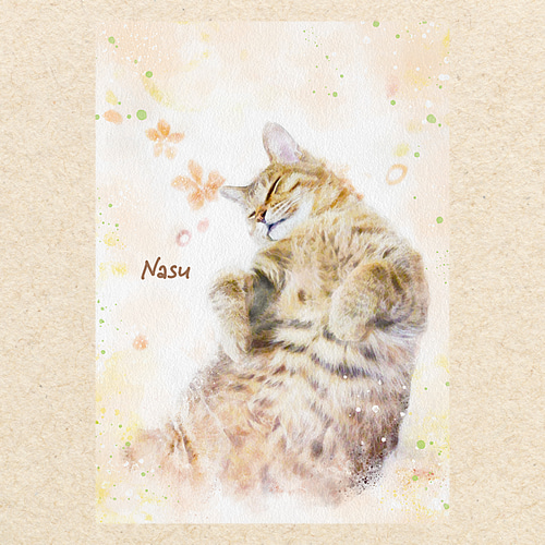 ペット似顔絵 水彩画【原画】大サイズ/サンドカラー - PARFIDA