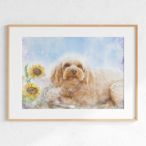 動物画、ペット画(本格水彩画) ペットの肖像画 水彩画 | iichi 日々の暮らしを心地よくする