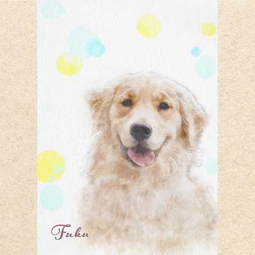 動物画、ペット画(本格水彩画) ペットの肖像画 水彩画 | iichi 日々の暮らしを心地よくする