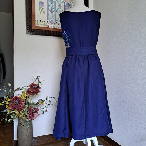 ハンドメイド✿木綿浴衣リメイクノースリーブギャザーワンピース