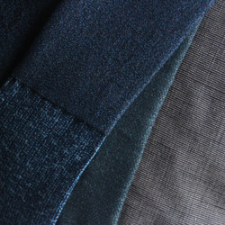 単衣　ウール異素材のグレー黒+紺メンズライク☆大人かっこいい着こなし　裄67ｃｍ　お袖長めモアトールサイズ 12枚目の画像