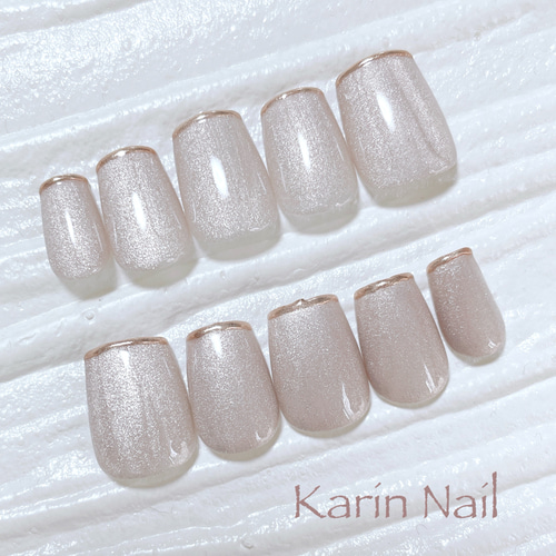 ニュアンスネイル ワンカラー ゴールド ジェルネイル マグネット  