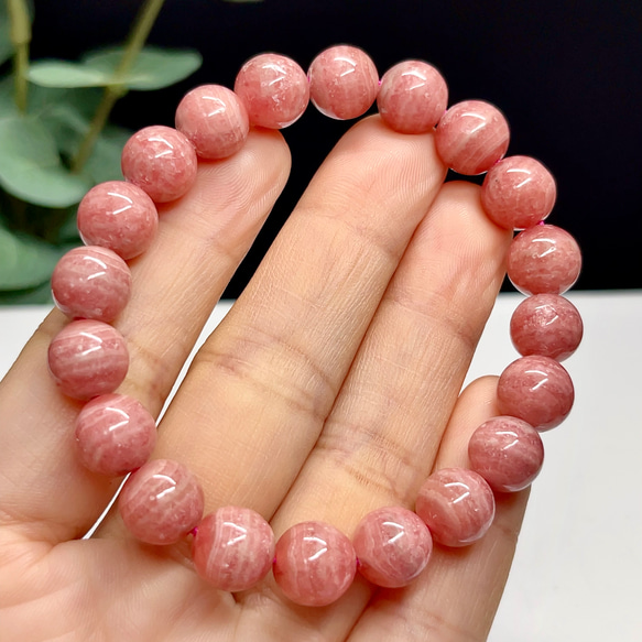 ピンク 天然石 高品質インカローズブレスレット アルゼンチン産インカローズ丸玉ブレスレット12mm｜マライカ公式通販