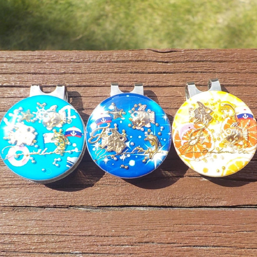 再販】レジンアクセサリー ゴルフマーカー 熱帯魚 ハットクリップ