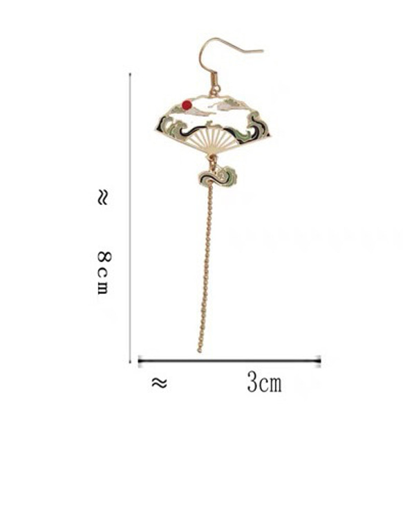 ファッションシンプル可愛い　扇子鶴イアリング 7枚目の画像