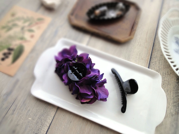 バンスクリップ■ 紫陽花の花びら ■ パープル 1枚目の画像