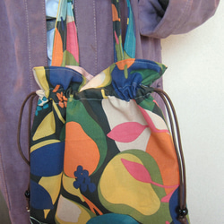 フランス生地　巾着バッグ　A4対応　3way　桜色　花柄トートバッグ 9枚目の画像