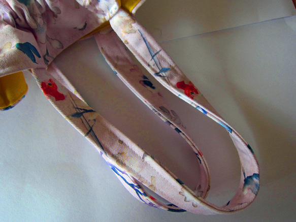 フランス生地　巾着バッグ　A4対応　3way　桜色　花柄トートバッグ 7枚目の画像
