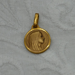 フランスヴィンテージ聖母マリアゴールドプレートメダイ