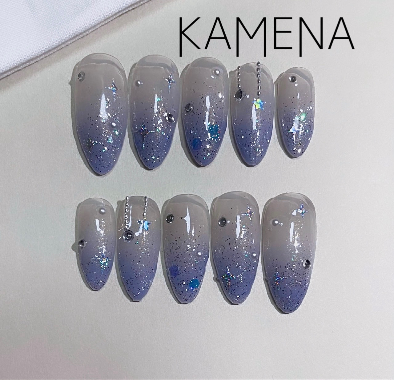 ネイルチップ グレーネイル グラデーションネイル 韓国ネイル 中華  