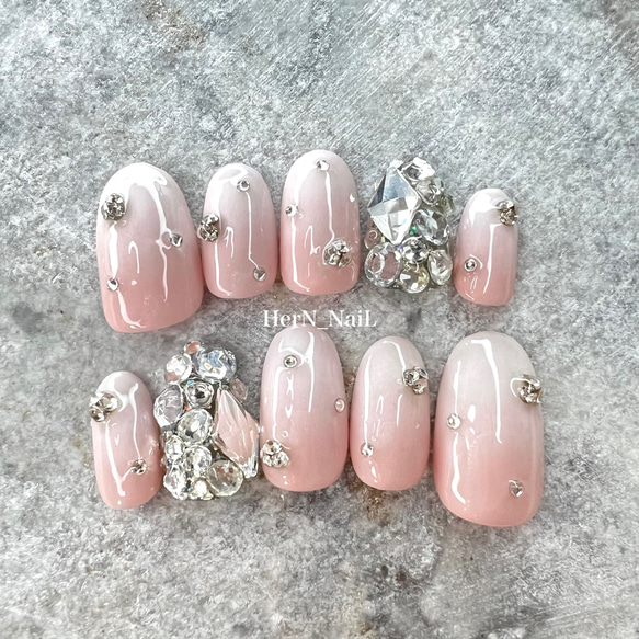 【オーダー】ネイルチップ　チャームネイル　キラキラワンホン韓国　ベイビーブーマー ベイビーブーマーネイル♡ ☑︎10本やり放題 ⚠︎有料パーツを