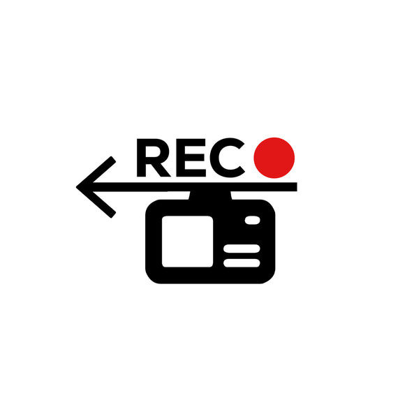 ドライブレコーダー　ドラレコ　防犯　カメラ　録画中　シンプル　矢印　やじるし　ステッカー 1枚目の画像