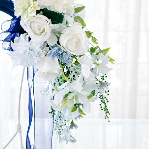 3色のダリアと白いバラのバレリーナブーケ⭐︎アーティフィシャル