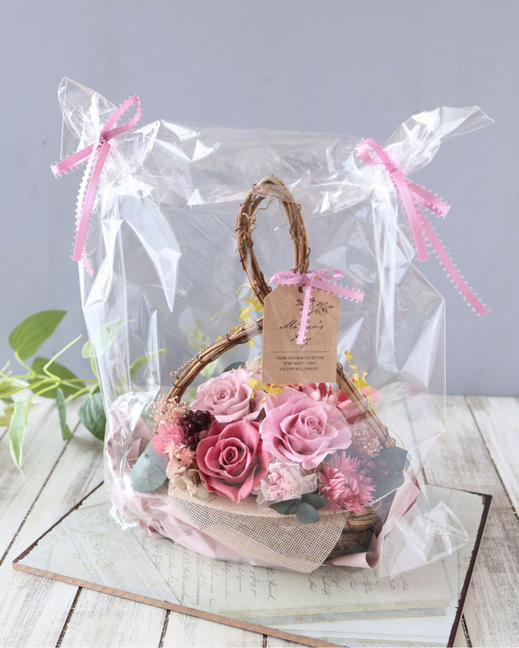 カーリーオーバルバスケット オレンジ カーネーション ローズ プレゼント ギフト 母の日 花 19枚目の画像