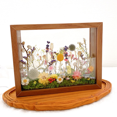 木製フォトフレーム　フラワーアレンジ　フラワーボックス 木製フォトフレームフラワーアレンジフラワーボックス