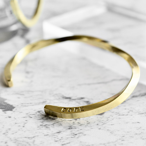 刻印無料】ツイストバングル 3㎜角｜真鍮 ゴールド ブラス ペア サイズ