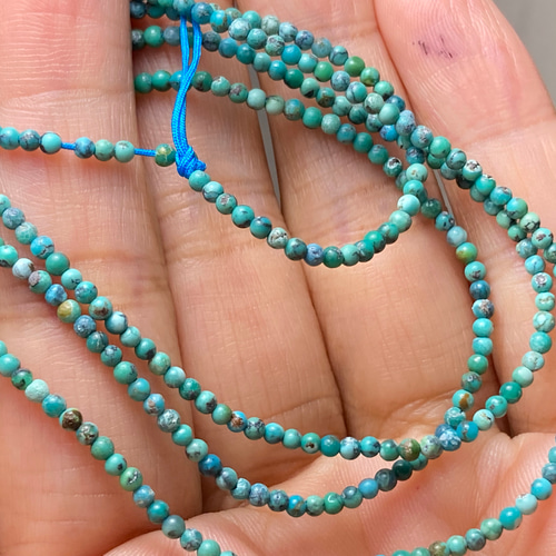 T4-1 天然 ターコイズ トルコ石 ミニ 2MM ブレスレット mika-Jewelry