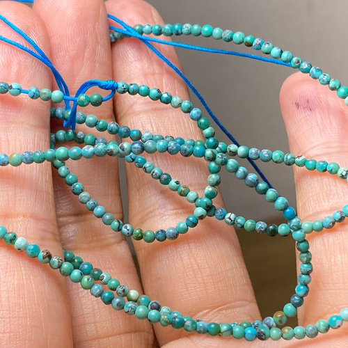 T4-1 天然 ターコイズ トルコ石 ミニ 2MM ブレスレット mika-Jewelry