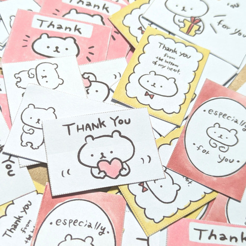 送料無料】 サンキューシール くま 手書き風 ステッカー ラッピング  