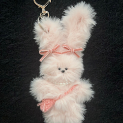 モール人形·͜·♡ 韓国 猫 チャーム キーホルダー ぬいぐるみ lapine