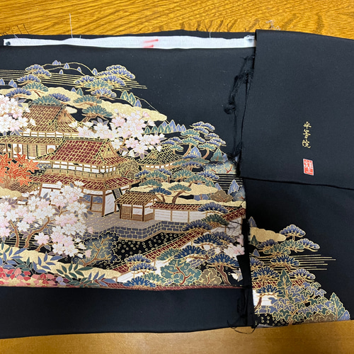 着物リメイク 黒留袖からワンピース(ネックウォーマー付き