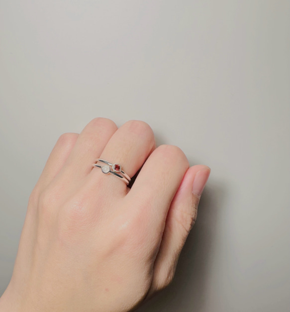 ホワイトムーンストーン　ひとつぶリング　silver925 6月天然石 7枚目の画像