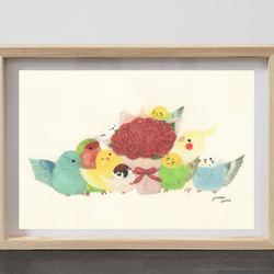 tama♡3月限定特価♡カーネーション　セキセイインコ　フラワーリース 完売御礼】 セキセイインコのアートリース ☆アーティフィシャル