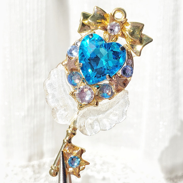 March birthday color heart key（アクアマリン） キーチャーム 