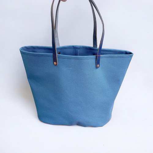 グレーブルー帆布トートバッグCANVAS BAG オーバルボトム