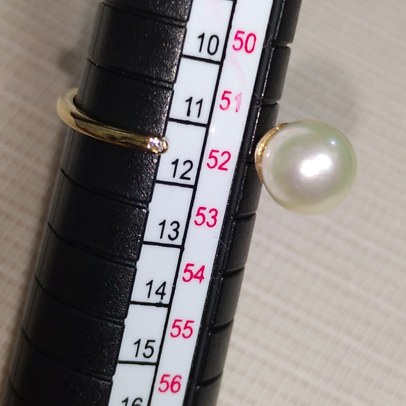あこや真珠　フォークリング　7.2mm　花珠クラス　7～13号くらい　♡綺麗 4枚目の画像