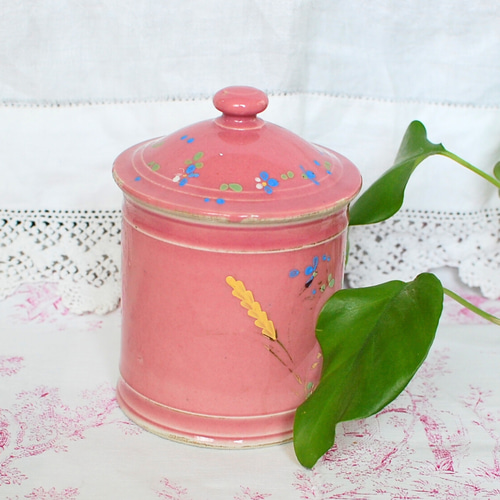 Saint uze サンチューズ レア 陶磁器 ピンク アンティークキャニスター