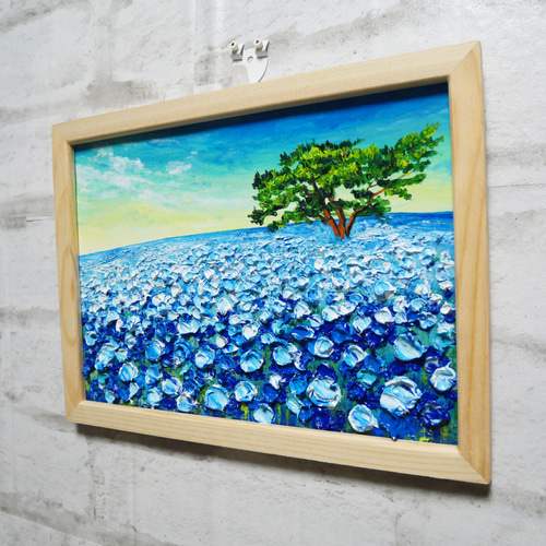 油絵 油彩 油彩画 絵 絵画 【ネモフィラの丘】 | HIROSHI1990