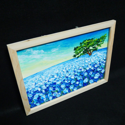 油絵 油彩 油彩画 絵 絵画【ネモフィラの丘の朝】 絵画 HR 通販