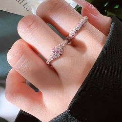 ピンク パヴェ 高炭素ダイヤモンド キラキラ ゴージャス 指輪 リング シンプル 華やか ローズゴールド 10枚目の画像