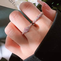 ピンク パヴェ 高炭素ダイヤモンド キラキラ ゴージャス 指輪 リング シンプル 華やか ローズゴールド 9枚目の画像