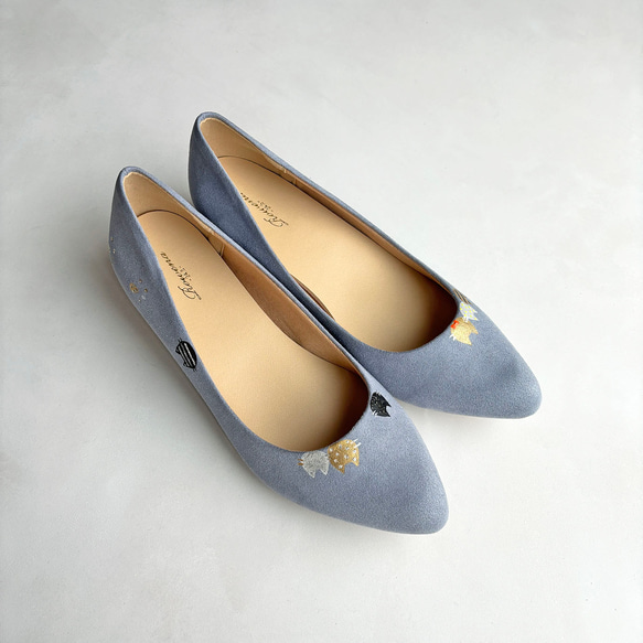 高跟鞋“Nyanpus藍灰色”貓咪圖案設計！ 3 公分鞋跟提供穩定性，同時保持輪廓之美！ 2E訂單 第3張的照片