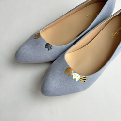 高跟鞋“Nyanpus藍灰色”貓咪圖案設計！ 3 公分鞋跟提供穩定性，同時保持輪廓之美！ 2E訂單 第15張的照片
