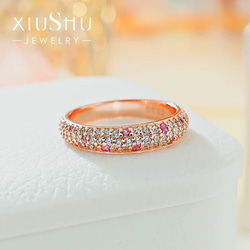 ピンク パヴェ 高炭素ダイヤモンド キラキラ ゴージャス 指輪 リング シンプル 華やか ローズゴールド 4枚目の画像